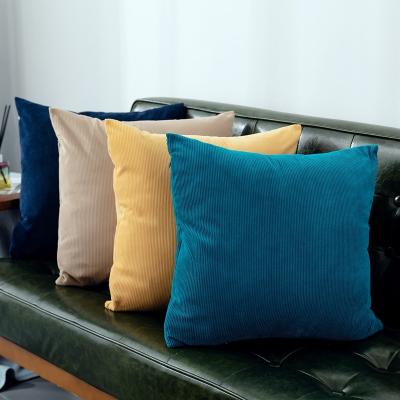 China Sustainable Luxury Soft Fur Corduroy Cushion Cover Square Stripe Sofa Pillow Case Cushion Cover Solid For Home Decoration for sale