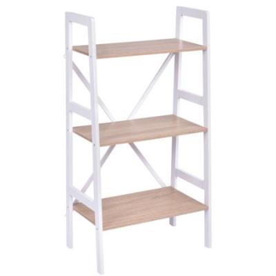 China Eco-friendly Wall Rack 3 Tier Desktop Book Rack Shelf MDF Ladder Book Storage Shelf for sale