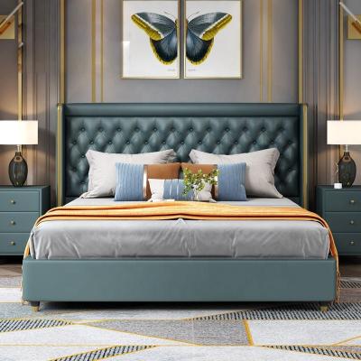 China Newest Design Modern Custom Bedroom Furniture High Beds Storage Box Full Size Villa Dream House Single Bed With Big Headboard for sale