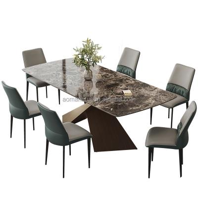 China Contemporary High End Popular Base Stainless Steel Dining Table Rectangle Dining Set Wholesale Dinner Table For Hotel Restaurant for sale