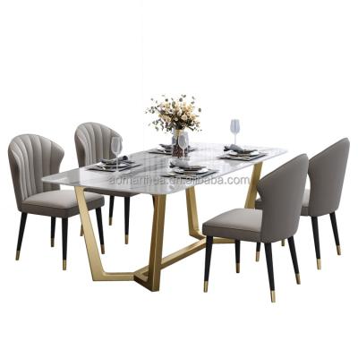 China Contemporary High End Marble Top Dining Table Customized Color Dining Furniture Stainless Steel Frame Multifunctional Square Dinner Table for sale