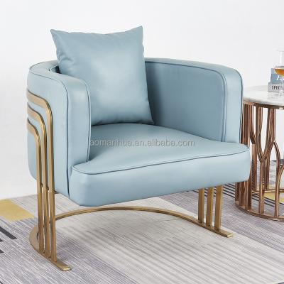 China Metal Legs Sofa Chair Fashion Design Cushion Modern Metropolitan Leisure Chair Relax Simple Round Bedroom Chair for sale