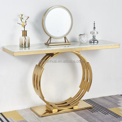 China Hot Sale Modern Marble Outdoor Narrow Marble Table Entryway Table Console Table Metal Frame Arabian Amazon Style for sale