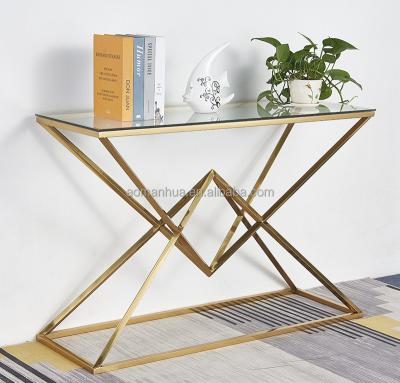 China Modern European Wholesale Practical Gold Triangle Console Table Furniture Entryway Home Altar for sale