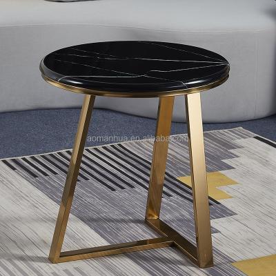 China Modern Contemporary Stone Table Top Side Factory Price Round End Table Popular Metal Base Hone Stone Furniture for sale