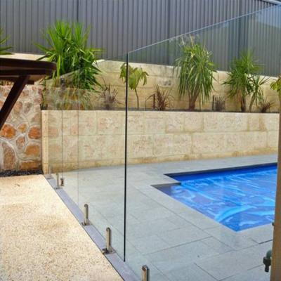 China China Square Modern Stainless Steel Gold Glass Balustrade Fence 200mm 13mm Spit Glass for sale