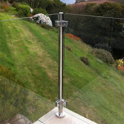 China Modern hot sale exterior side mounted glass balustrade system for stair railing for sale