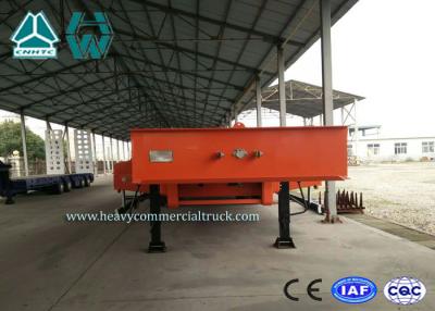 China Large Equipment Low Flatbed Trailer / Tri Axle Lowboy Trailers With 8000mm Deck Length for sale