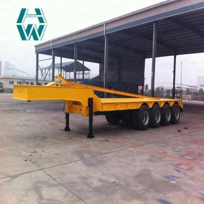 China 18 Meter Yellow Semi Low Bed Trailer , Extendable Flatbed Lowboy Trailers for sale