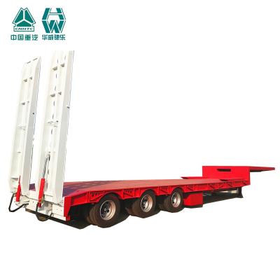 China Tri Axle Drop Deck Gooseneck Low Bed Semi Trailer For Various Steel Transportation for sale