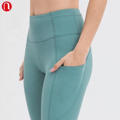 China Luluyun Breathable High Waist Out Of Pocket Yoga Pants Tummy Control Workout Running 4 Way Stretch Yoga Gaiters for sale