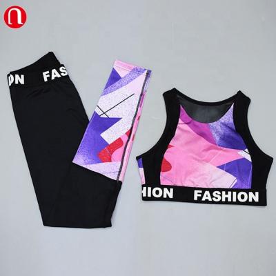 China Luluyun Women's Breathable Tights Women's Gym Wear Bodybuilding Athletic Sports Bras Ladies Print Gaiters Active Equipment Wear 2 Pieces for sale