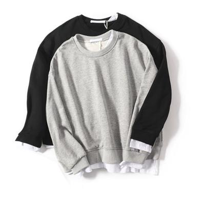 China Fashion Women's Sweatshirt Anti-Shrink Patchwork Solid Patchwork Fashion Slim Long O Neck Long Sleeve O Fake Pieces Two Pieces & Women's Sweatshirts/Hoodies for sale