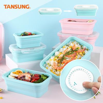 China OEM Heatable Custom Hot Sell Collapsible Silicone Collapsible Food Bowl 4 Pack Set with Timer Portable Portable Food Storage Container for sale