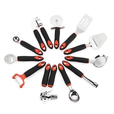 China Best Sustainable Selling Black Stainless Steel 11 Pcs Kitchen Utensils Set Cooking Tools Gadgets for sale