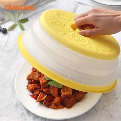 China Durable 2 Function BPA Free Heat Resistant Plastic Round Folding Microwave Food Dome Dish Dish Cover for sale