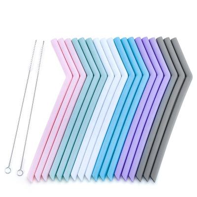 China Sustainable Food Grade BPA Free Custom Folding Collapsible Silicone Drinking Straws Reusable With Brush for sale