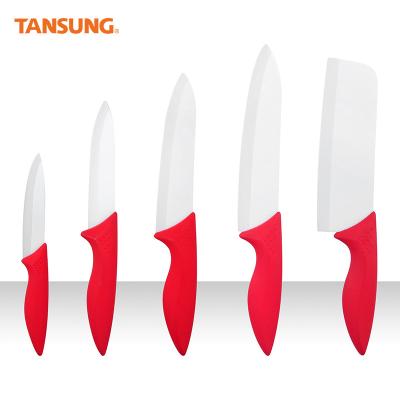 China High Quality Disposable Blade Sharp 5 Pieces Ceramic Knife Set Kitchen Knife Set Cutlery Set With PP Handle for sale