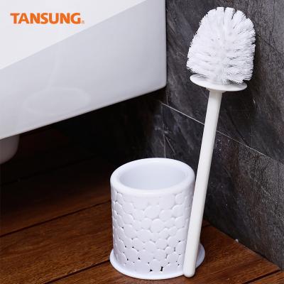 China Eco-friendly Custom Sustainable Cheap Portable White Color Plastic Toilet Brush Set With Holder for sale