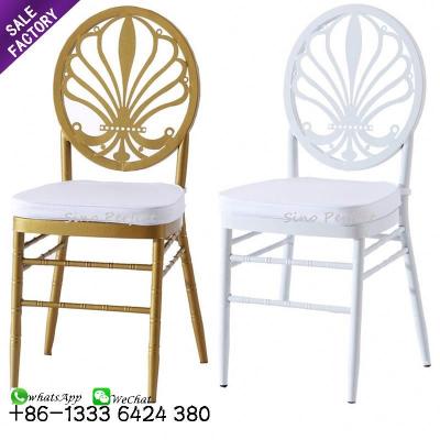 China Modern popular special design white metal luxury stackable round back dining wedding chairs for banquet for sale