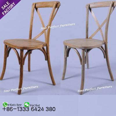 China Contemporary wholesale classic bent oak wood cross back chair for wedding rental for sale