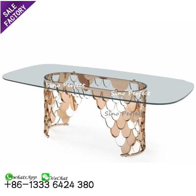 China Rectangular modern banquet modern clear glass top wedding event banquet table for sale for sale