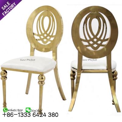 China Cover factory price removable dining chair stainless steel gold luxury wedding chair for event for sale