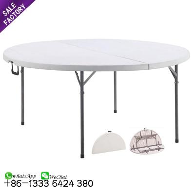 China Modern Lightweight Modern Theme Party Outdoor Portable Camping Picnic Round White Round Foldable Camping Plastic Dining Tables for sale