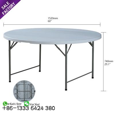 China Contemporary Promotional Cheap Hotel Dining Furniture 4 Seat Portable Round White Plastic Folding Tables for sale