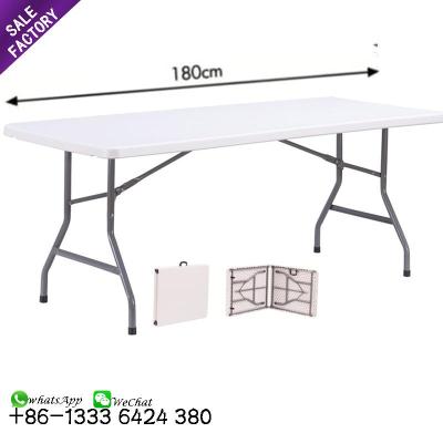 China Contemporary Modern Lightweight White Plastic Rectangle 8Ft Folding Dining Table Camping Picnic Party Theme Party for sale