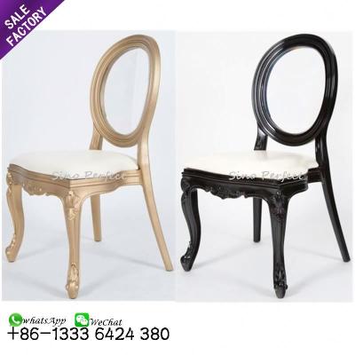 China Round Back Monoblock Plastic Black White Louis Wedding Stackable Dining Chairs for sale