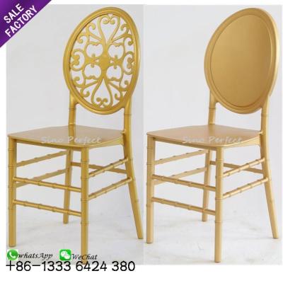 China Gold Plastic Resin Monoblock Round Back Louis Banquet Stackable Cheap Wedding Chair for sale