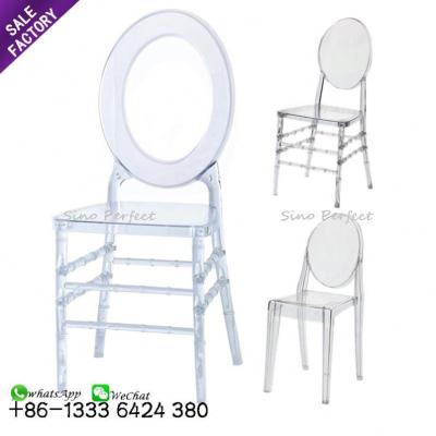 China Modern Luxury Transparent Round Back Plastic Clear Crystal Wedding Used Acrylic Chair for sale