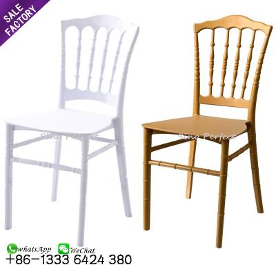 China Wholesale Modern Cheap Foshan Party Event Banquet Plastic White Gold Napoleon Wedding Dining Chairs for sale