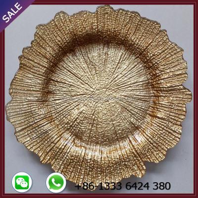 China Reef Disposable Gold Factory Supply Charger Glass Dish For Dinner for sale