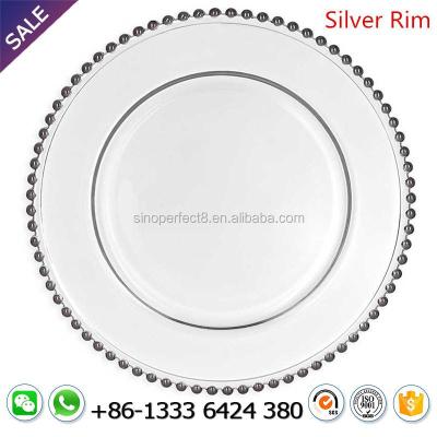 China Guangzhou Disposable Silver Beads Charger Dish Glass Wholesale for sale