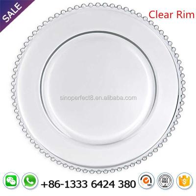 China Hot Selling Disposable Glass Under Dish With Beaded To Wedding Decoration for sale