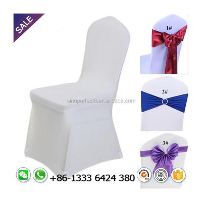 China Plain Cheap White Spandex Chair Cover For Wedding Banquet Hotel for sale