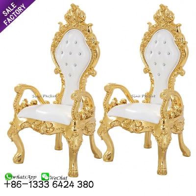 China Good Selling Luxury Modern High Back Gold King Queen Throne Chairs Wedding Royal For Bride and Groom for sale