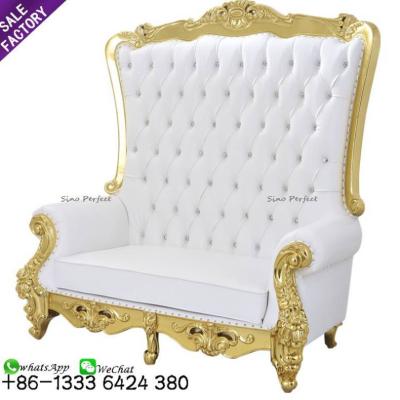 China China Cheap Modern Double Antique Golden Luxury Bride Royal Throne Chairs Wedding For King And Queen for sale