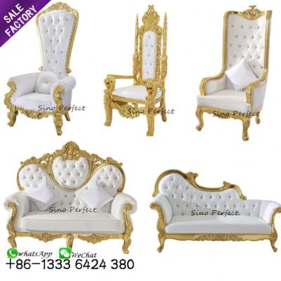 China Sale Modern Cheap Golden Luxury Royal Event Wedding King And Queen Throne Chairs For Bride And Groom for sale