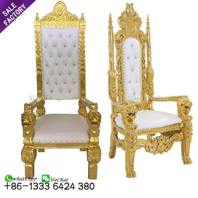 China Contemporary Cheap Luxury Royal Gold Wedding King And Queen Throne Chairs High Back Wedding Chairs for sale