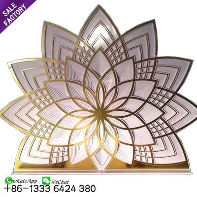 China Foshan China Factory Price Gold Flowers Stage Wall Rack Panel Wedding Decor Backdrop for sale