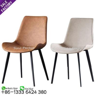 China Other Factory Wholesale New Design 2021 Hotel Cafe Leather Modern Restaurant Dining Metal Chair With Metal Legs for sale