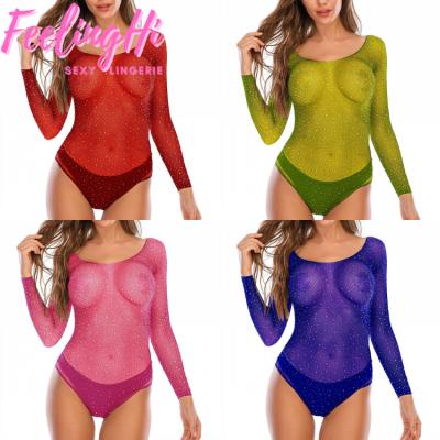 China FEELINGHI Mesh Bodysuits sexy lingerie women plus size high level deep v lace sexy teddy lingerie jumpsuits for sale