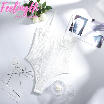 China Lingerie for women sexy bodysuit FEELINGHI mature sexy lingerie mesh latest plus size women sexy teddy lace up mesh embroidery net teddy lingerie bodysuits for sale