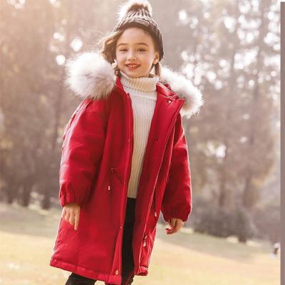 China Windproof European Anti-Shrink Outwear Winter Thick Warm Children Real Fur Down Coat for sale