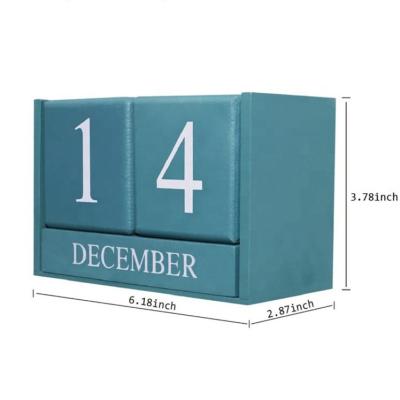 China Modern perpetual date display perpetual month block factory office desk wooden blocks calendar for sale