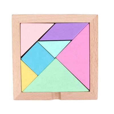 China Cute Colors Toy Tangram Wooden Jigsaw Wooden Puzzle Entertainment Hot Selling Tangram Toy for sale