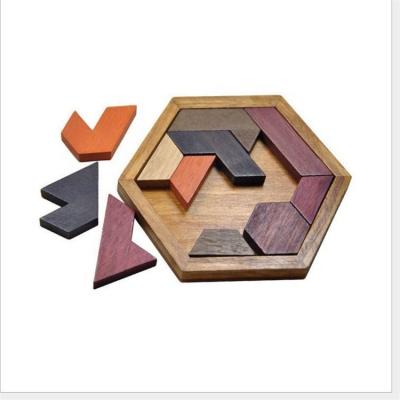 China Hexagonal three-dimensional puzzle of new parent-child entertainment building blocks 3D adult wooden toys children's wooden special shape for sale